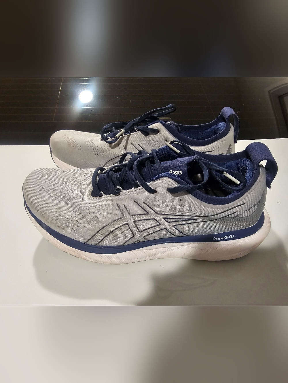 ASICS Men’s Gray and Navy GEL NIMBUS 25  PURE GEL Running Shoes